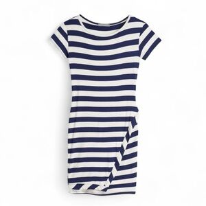Loveappella Navy and White‎ Striped Mini Dress